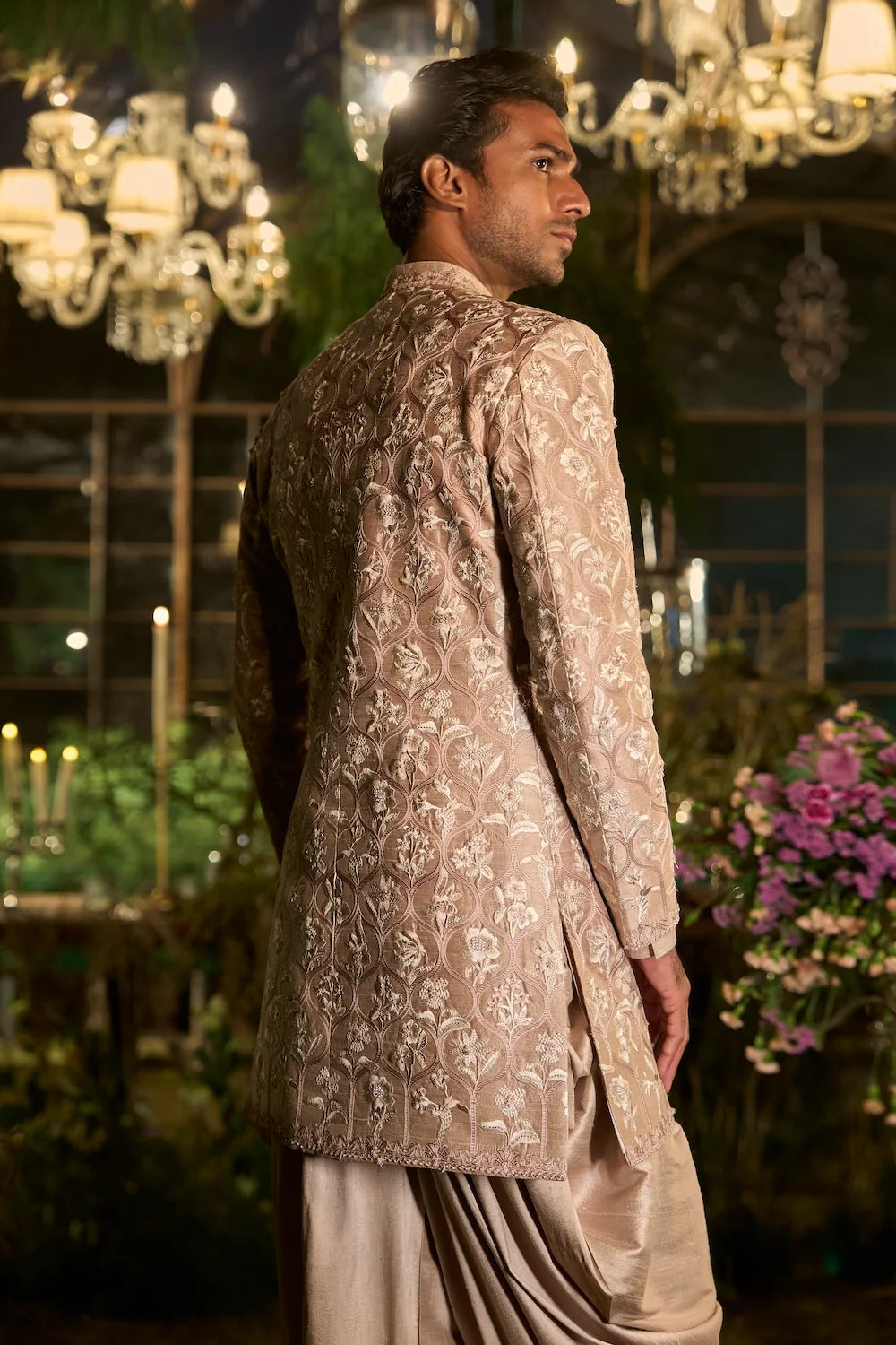 Seema Gujral - Rosé Champagne Sherwani Set