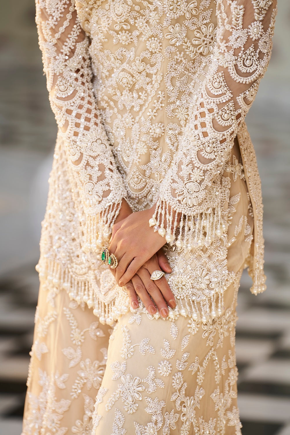 Seema Gujral - Nude Pearl Sharara Set