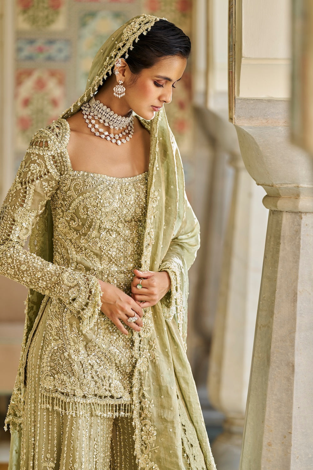 Seema Gujral - Sage Green Sharara Set