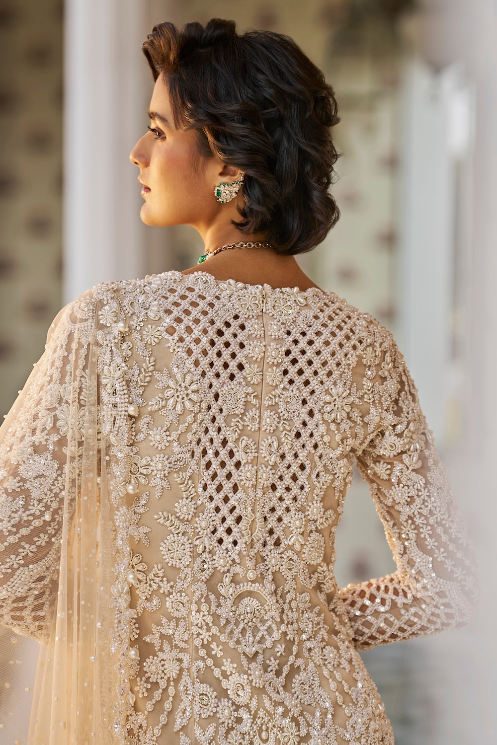 Seema Gujral - Nude Pearl Sharara Set