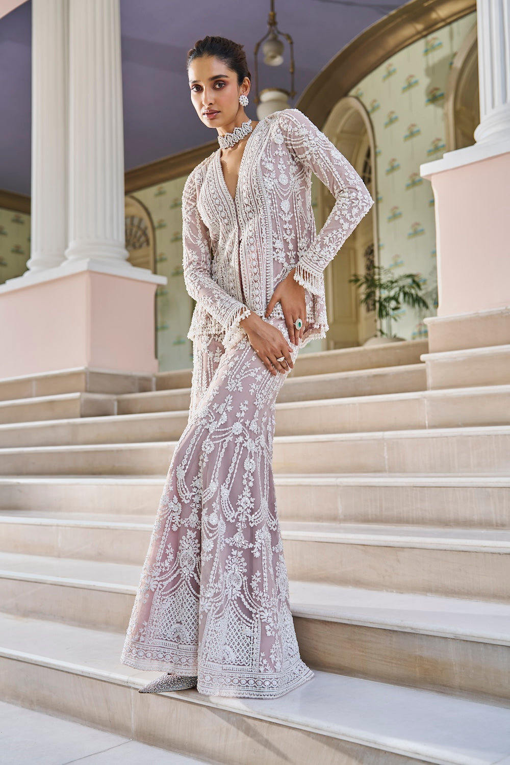 Seema Gujral - Mauve Dori Sharara Set