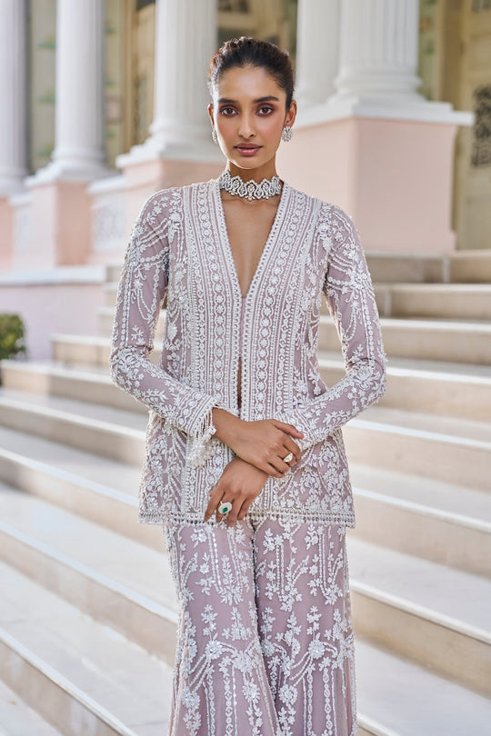 Seema Gujral - Mauve Dori Sharara Set