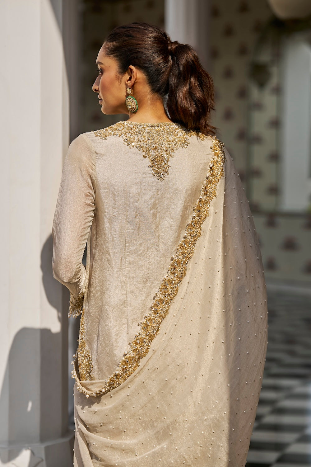 Seema Gujral - Silver Gold Sharara Set