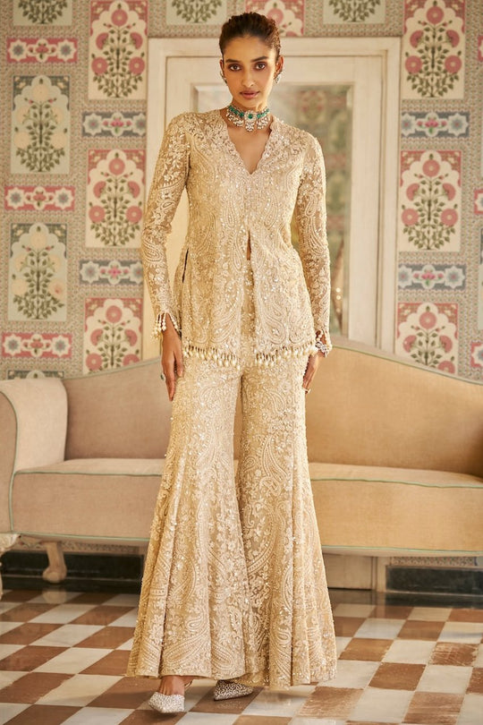 Seema Gujral - Nude Paisley Sharara Set