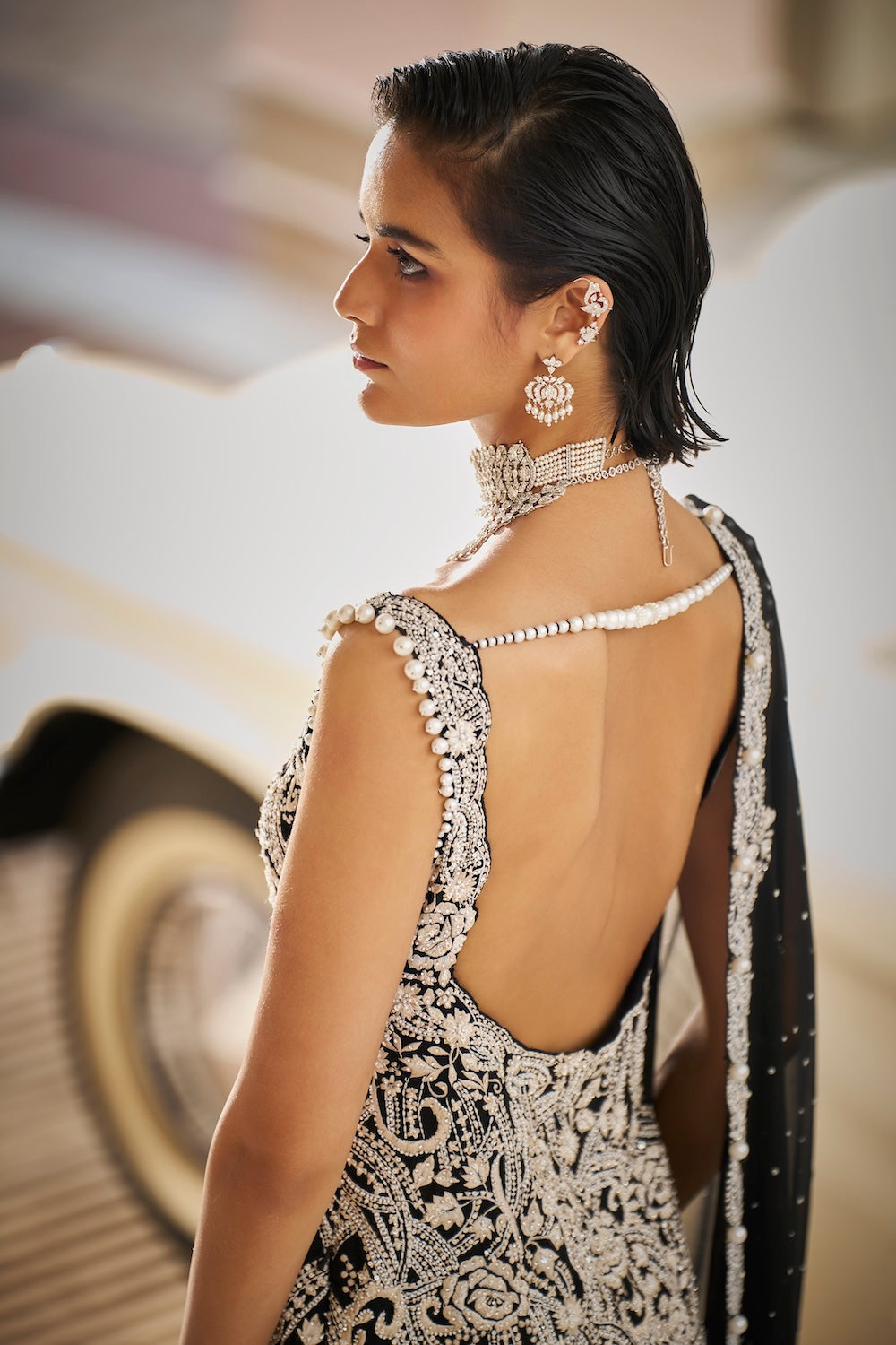 Seema Gujral - Black Pearl Sharara Set