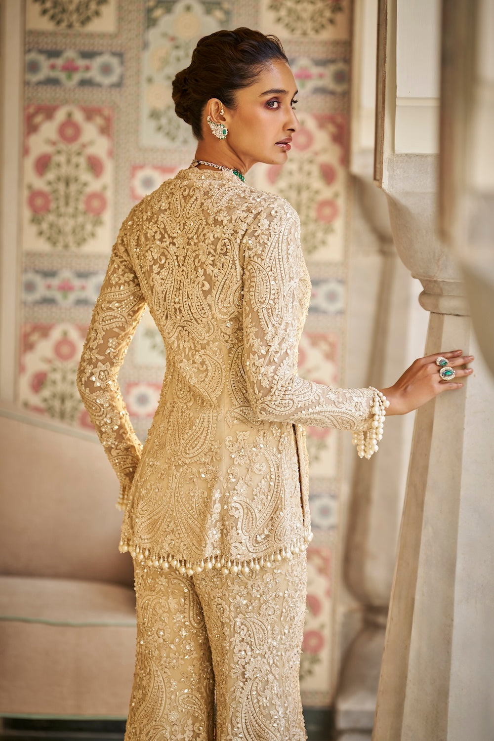 Seema Gujral - Nude Paisley Sharara Set