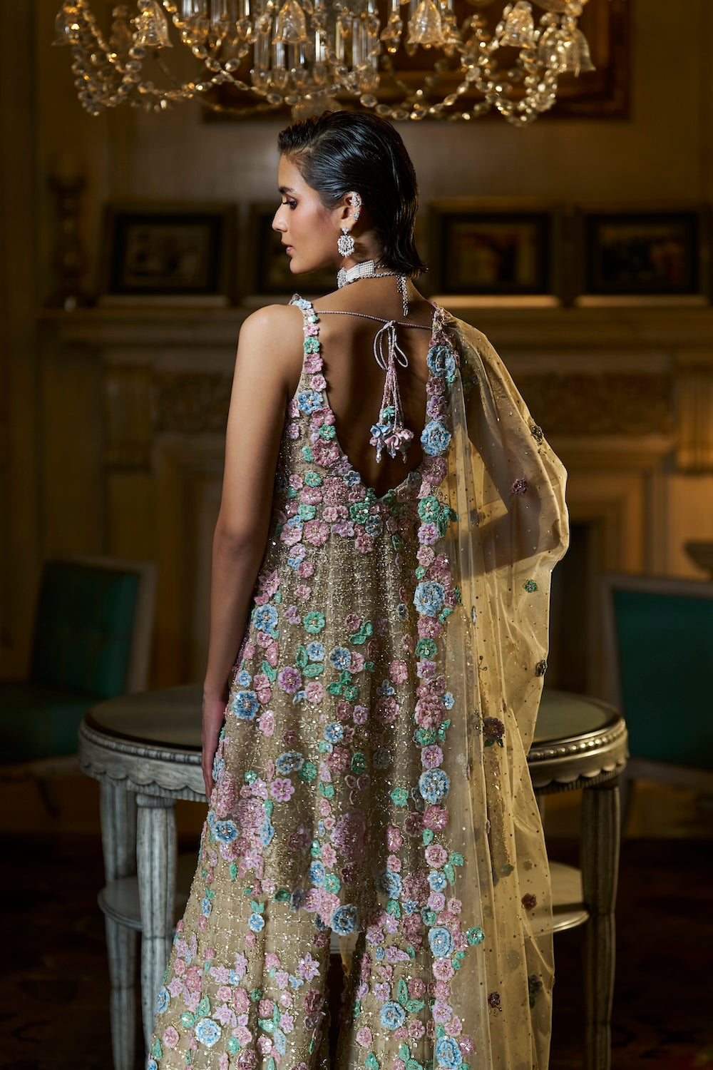 Seema Gujral - Multi-Coloured Three-Dimensional Sharara Set