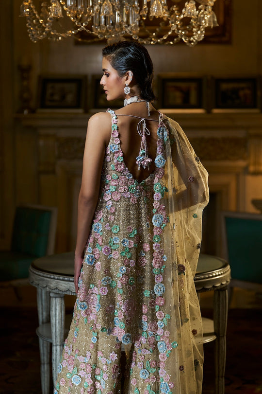 Seema Gujral - Multi-Coloured Three-Dimensional Sharara Set