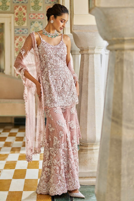 Seema Gujral - Mauve Sequin Sharara Set