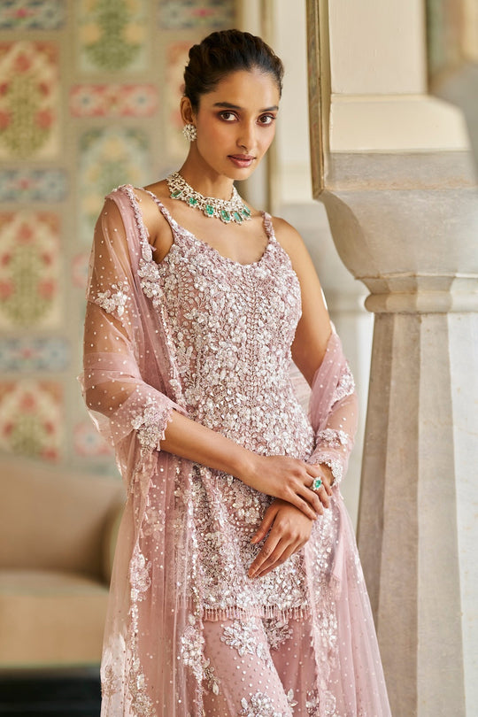 Seema Gujral - Mauve Sequin Sharara Set