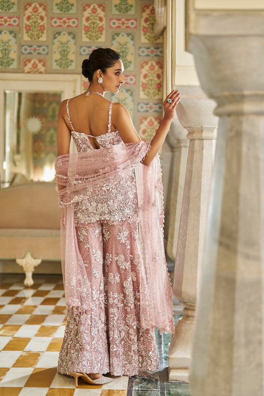 Seema Gujral - Mauve Sequin Sharara Set