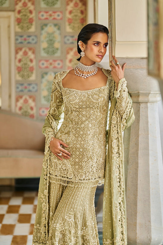 Seema Gujral - Sage Green Sharara Set