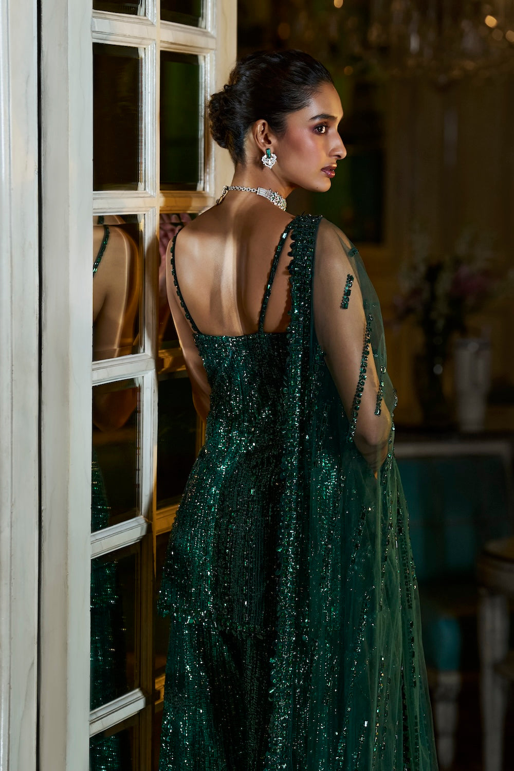 Seema Gujral - Emerald Green Sharara Set