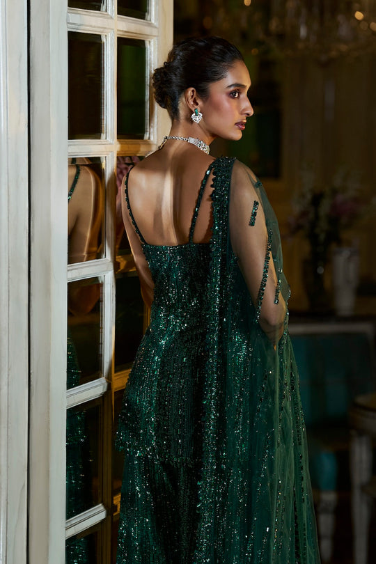 Seema Gujral - Emerald Green Sharara Set
