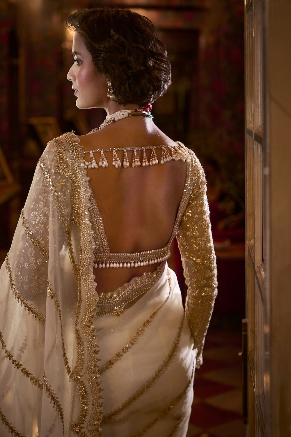 Seema Gujral - Ivory Gold Gota Patti Saree