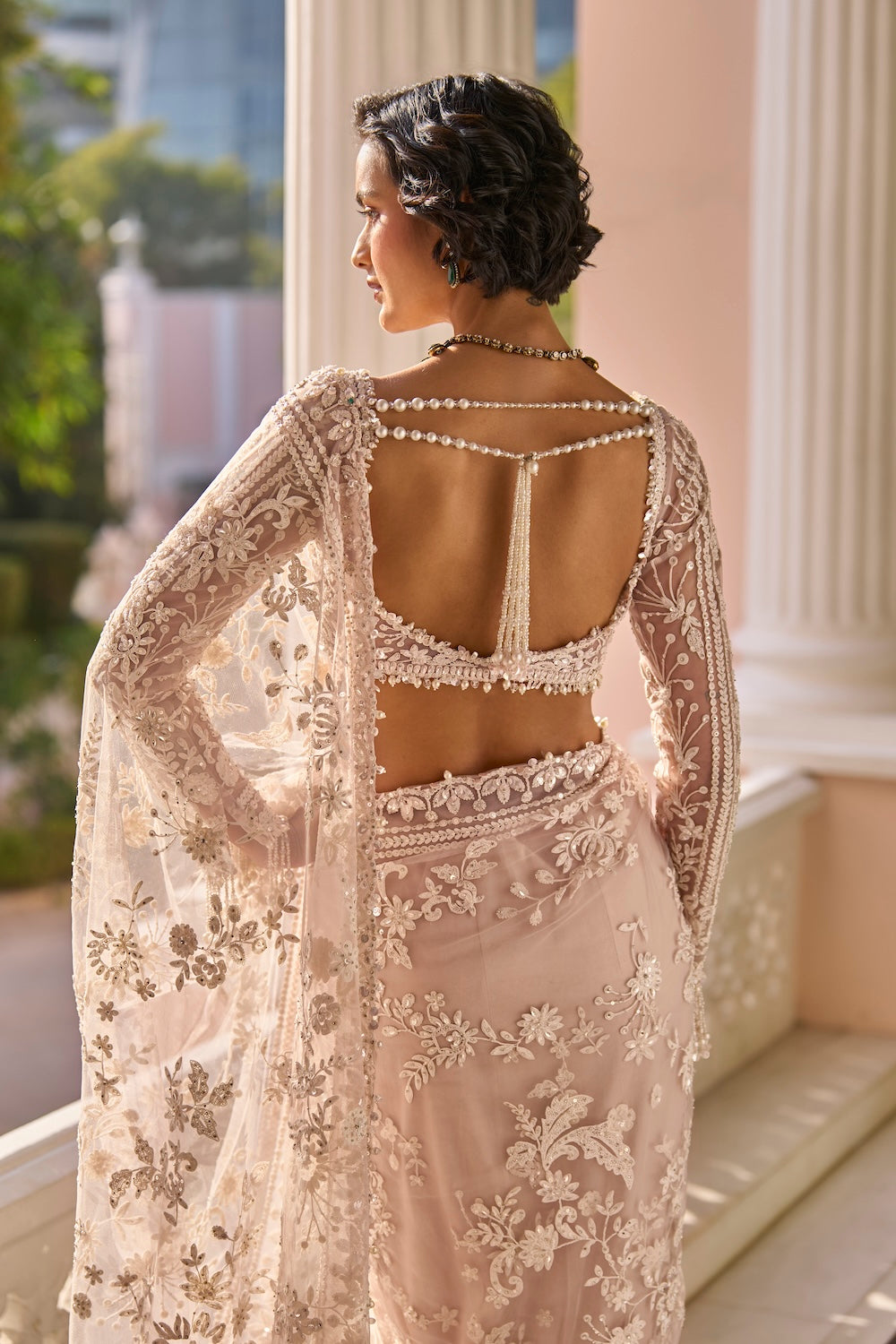 Seema Gujral - Dusty Mauve Dori Saree