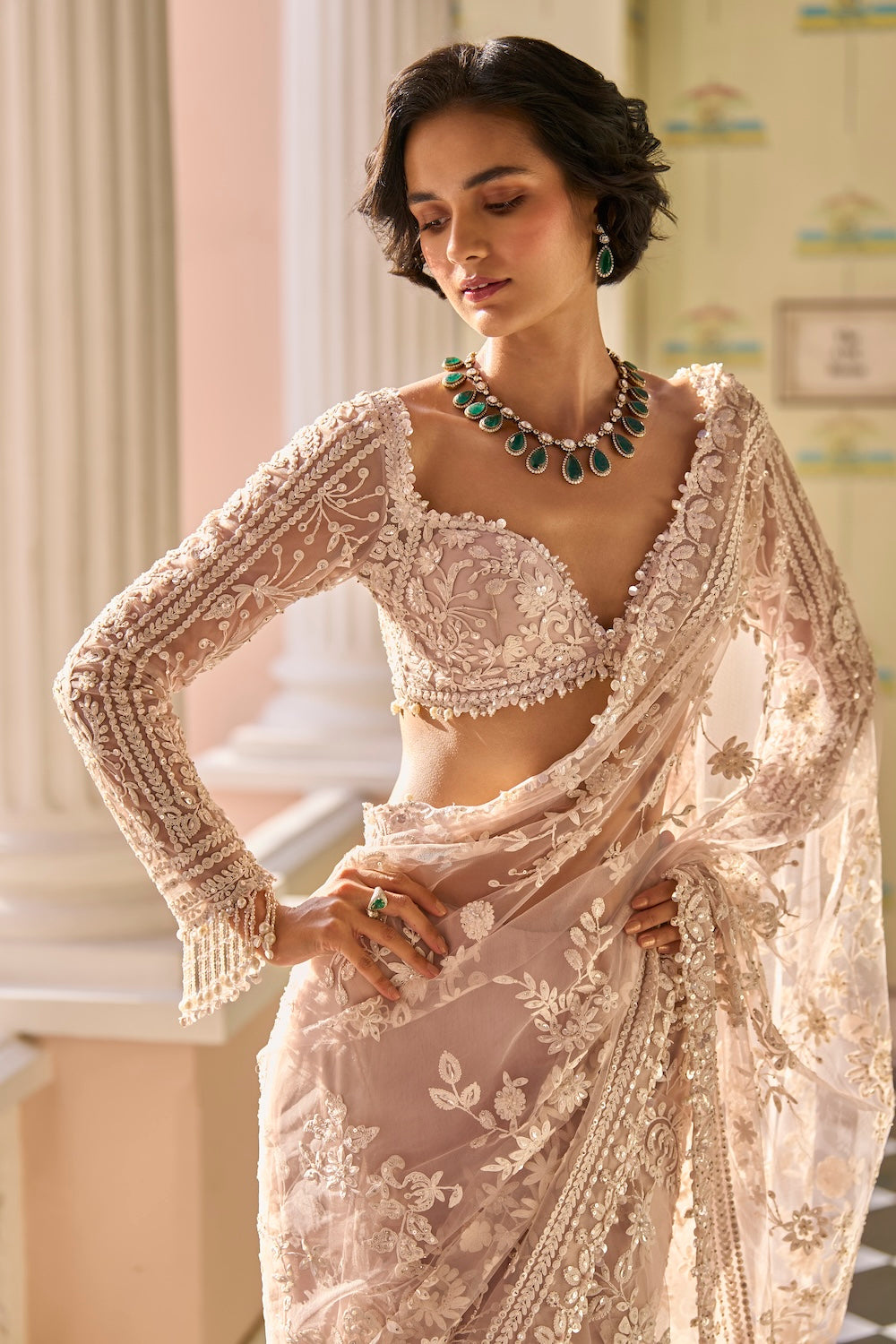 Seema Gujral - Dusty Mauve Dori Saree