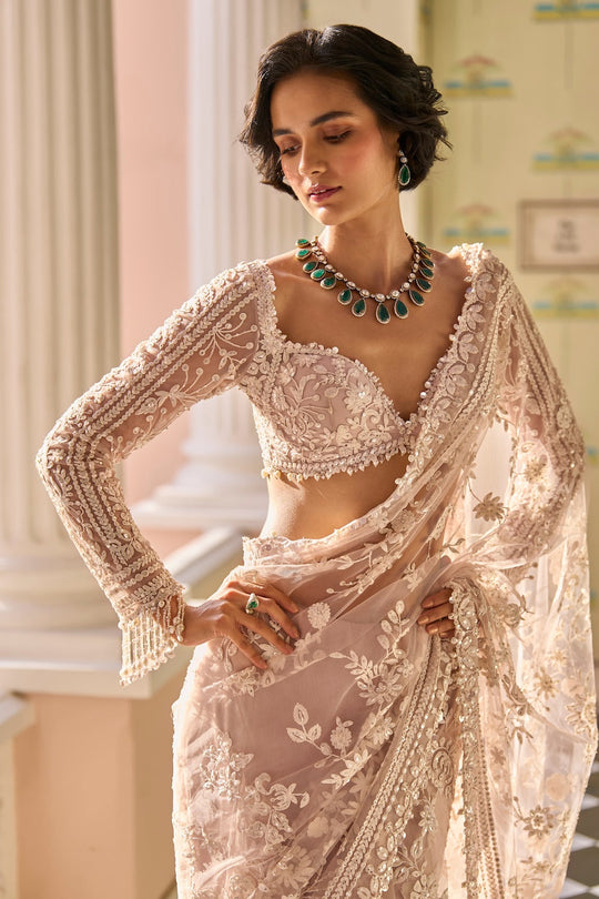 Seema Gujral - Dusty Mauve Dori Saree