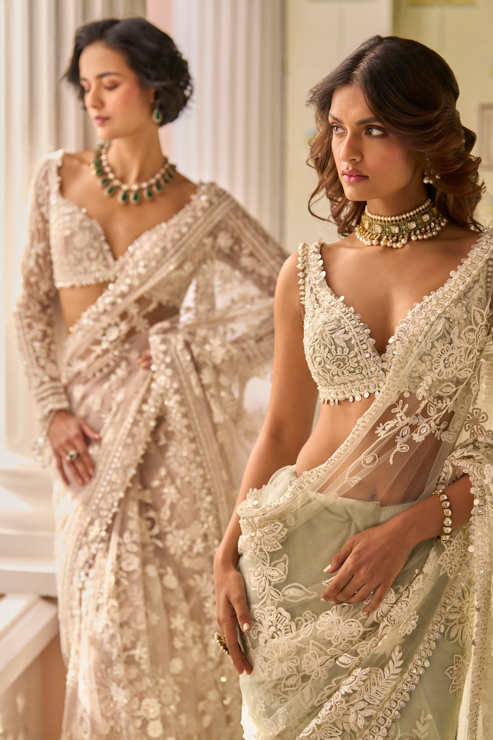 Seema Gujral - Mint Green Dori Saree