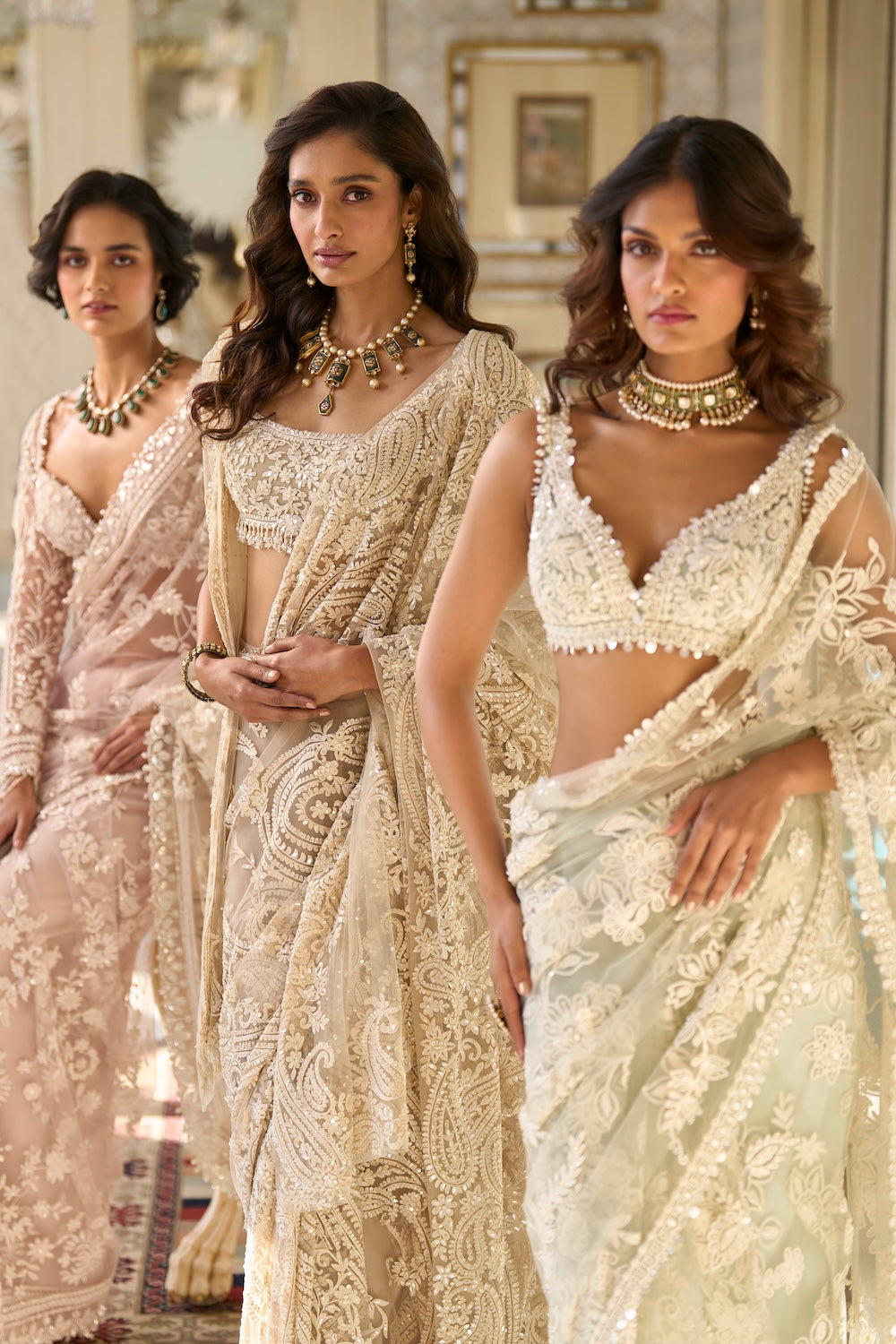 Seema Gujral - Mint Green Dori Saree