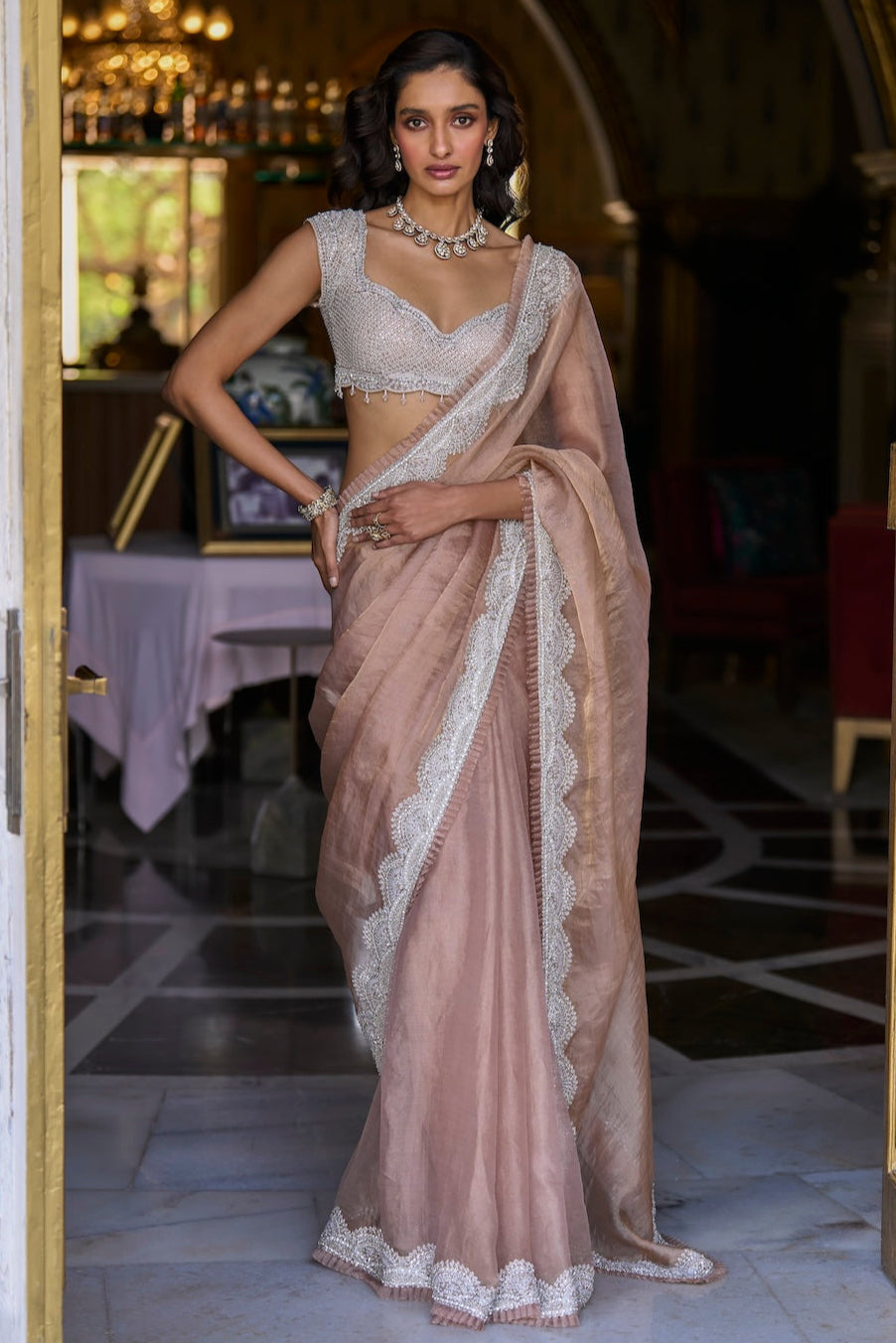 Seema Gujral - Copper Tissue Organza Saree