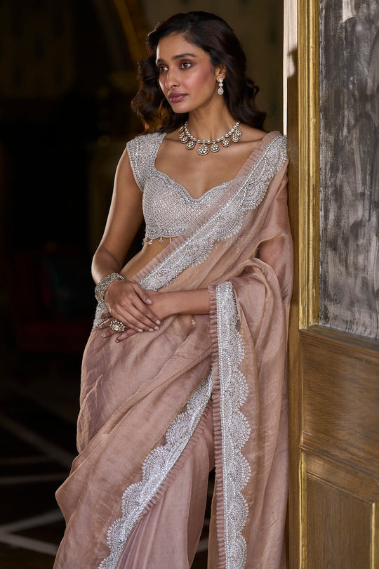 Seema Gujral - Copper Tissue Organza Saree