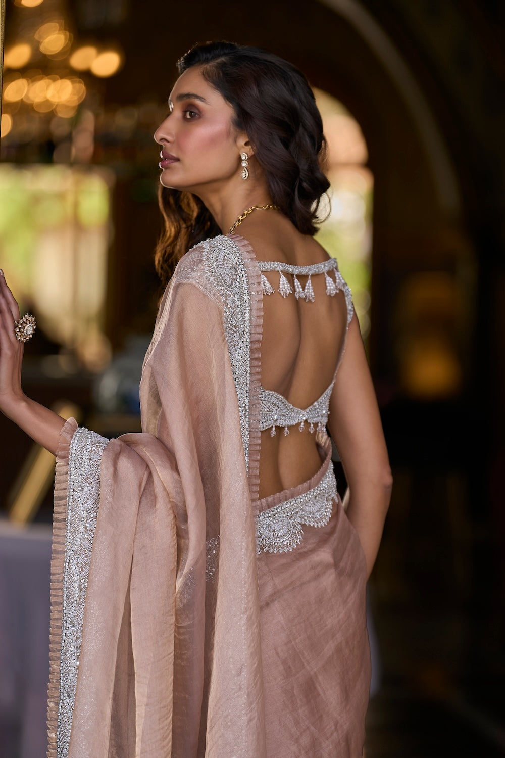 Seema Gujral - Copper Tissue Organza Saree