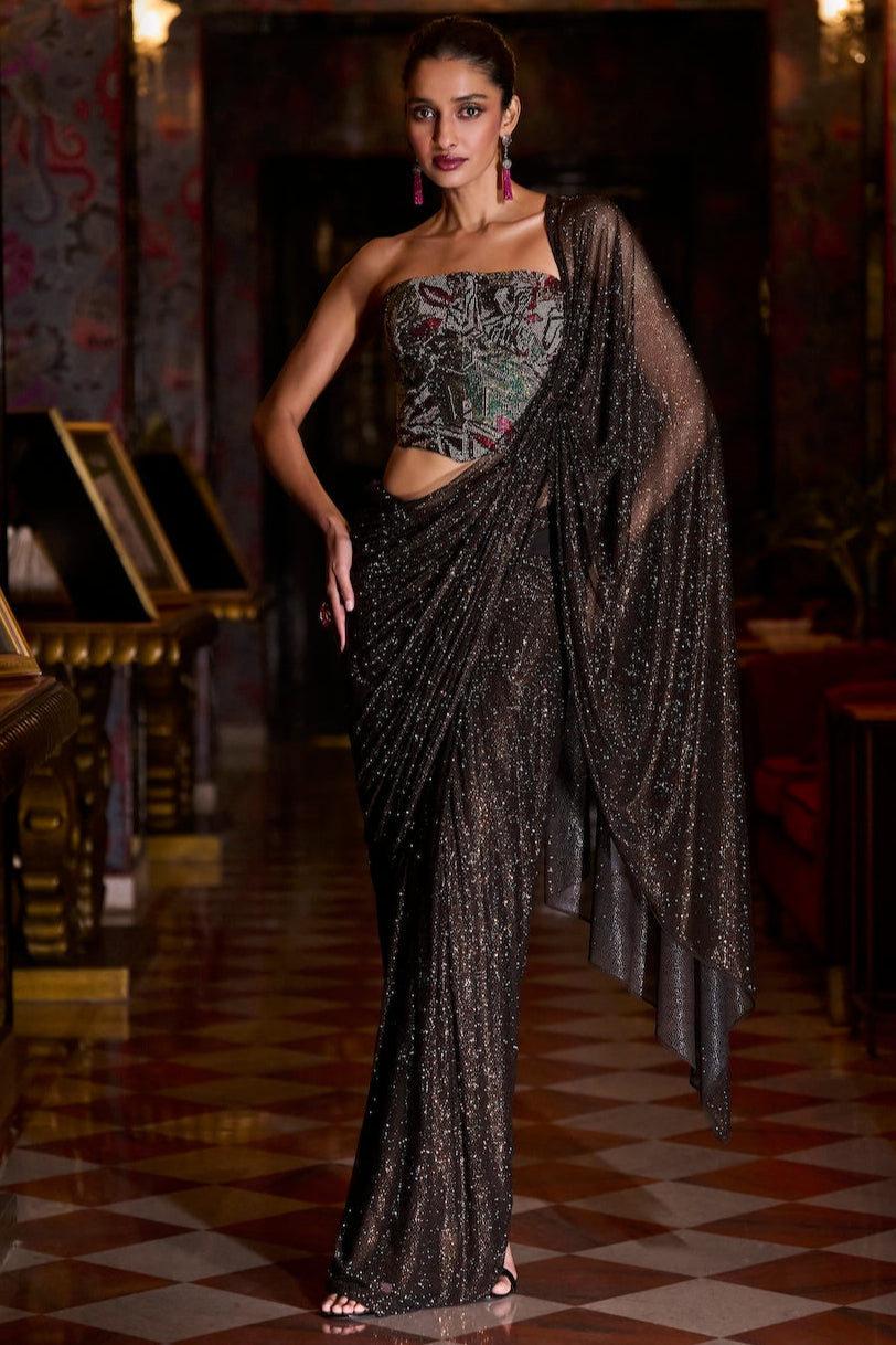 Seema Gujral - Mocha Corset Saree