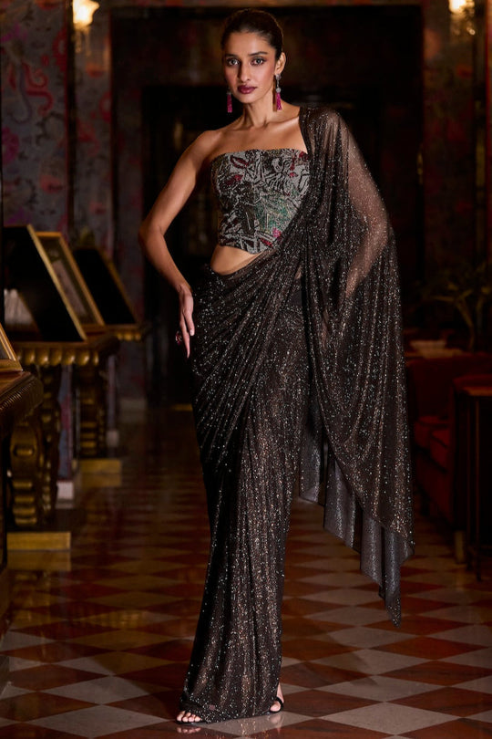 Seema Gujral - Mocha Corset Saree