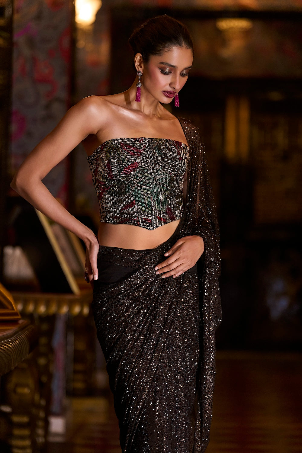 Seema Gujral - Mocha Corset Saree
