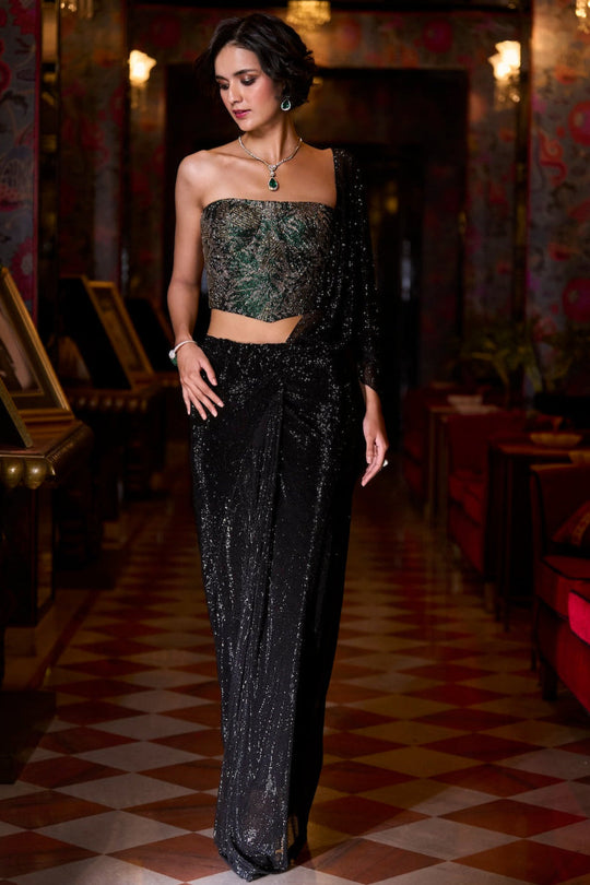 Seema Gujral - Black Corset Saree