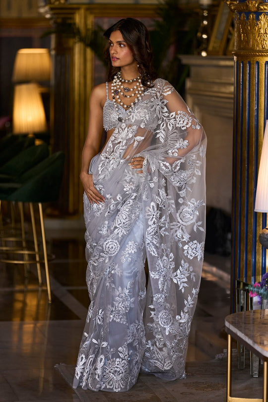 Seema Gujral - Metallic Silver Saree