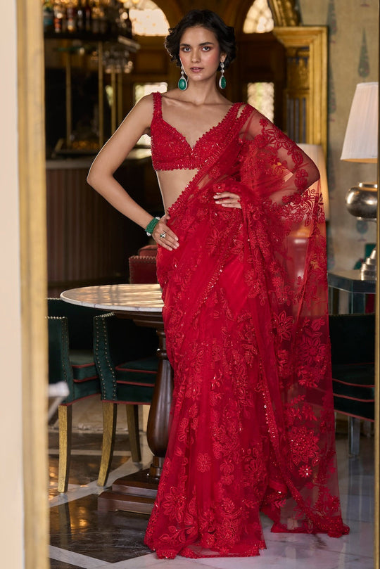 Seema Gujral - Red Dori Saree
