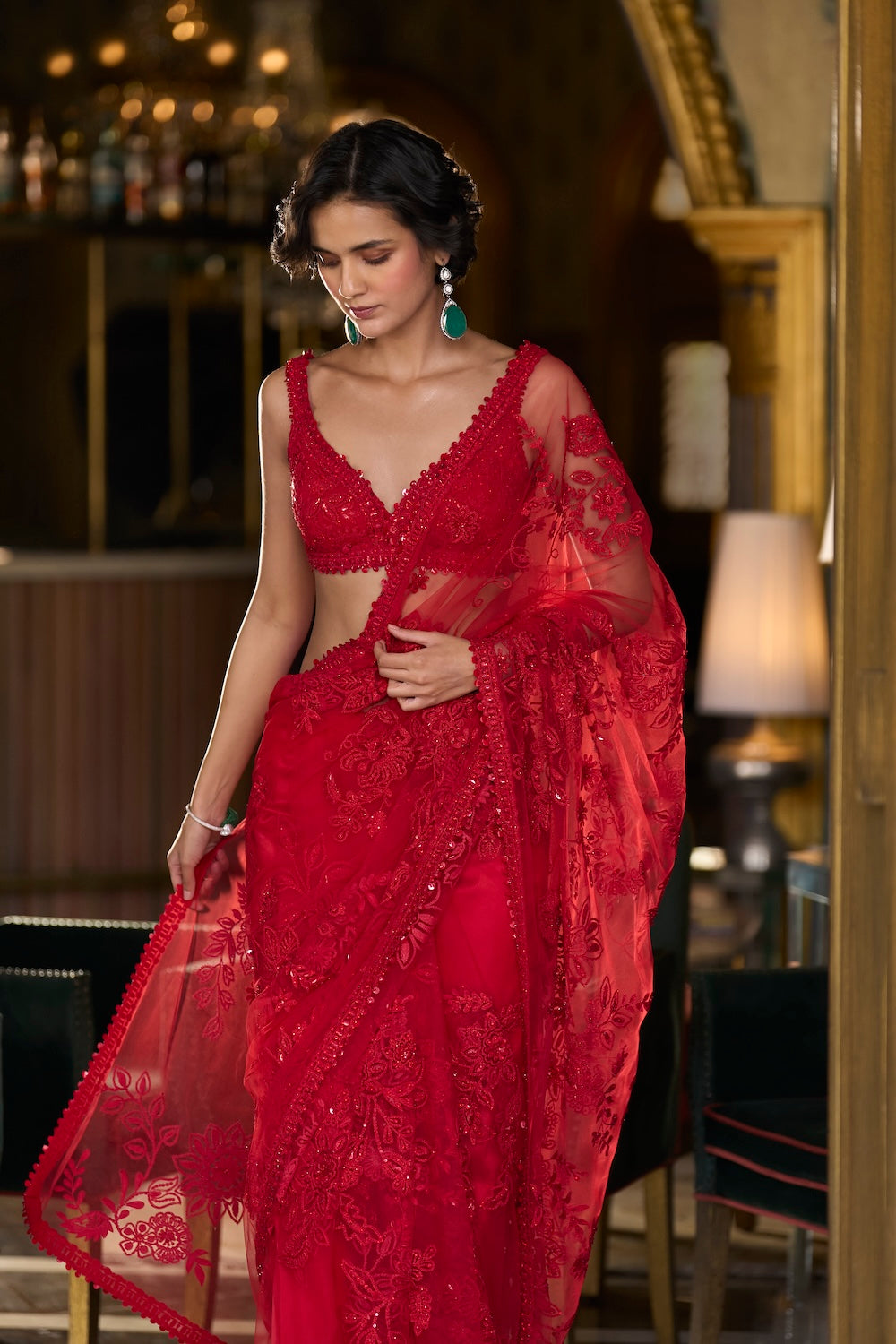 Seema Gujral - Red Dori Saree
