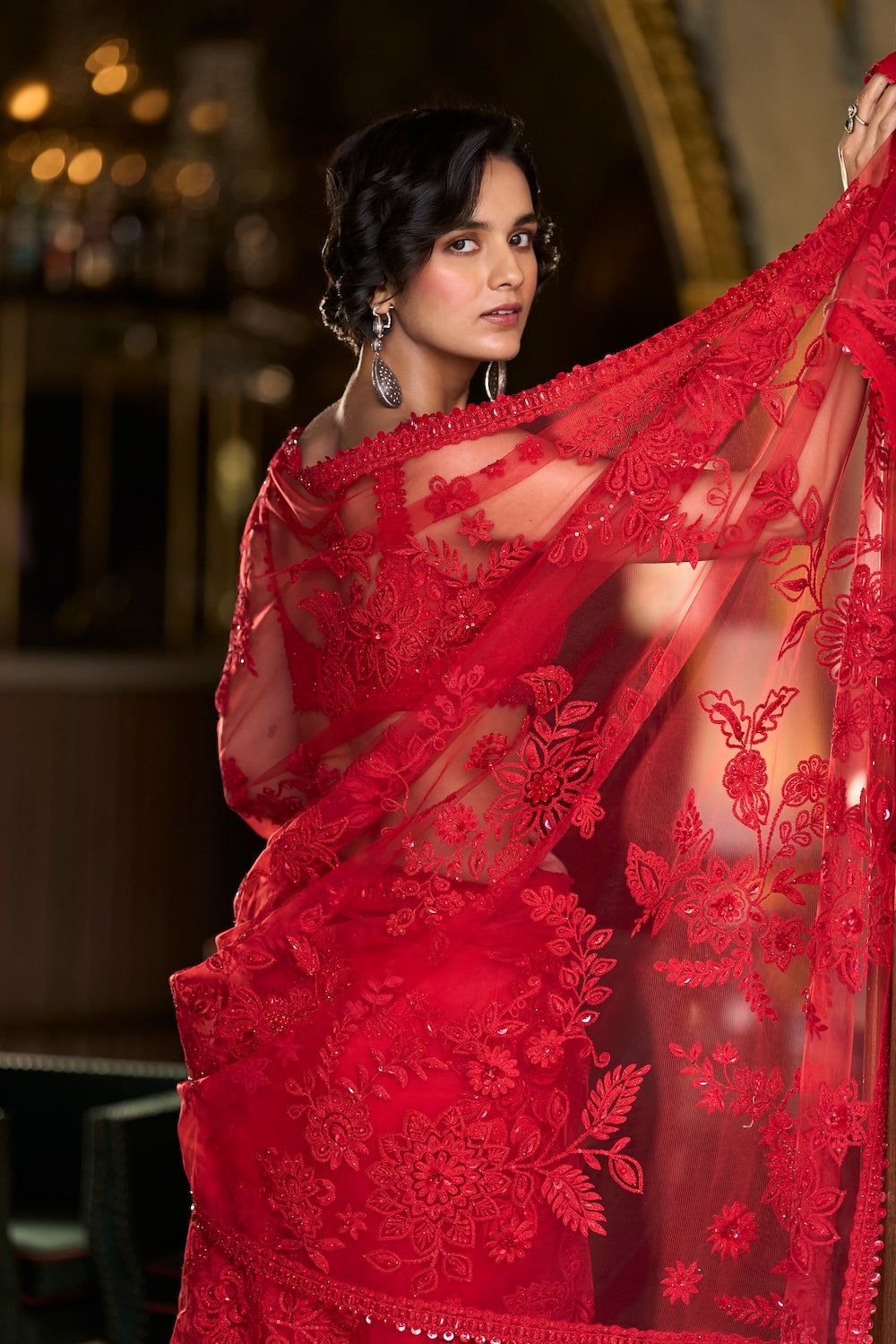 Seema Gujral - Red Dori Saree