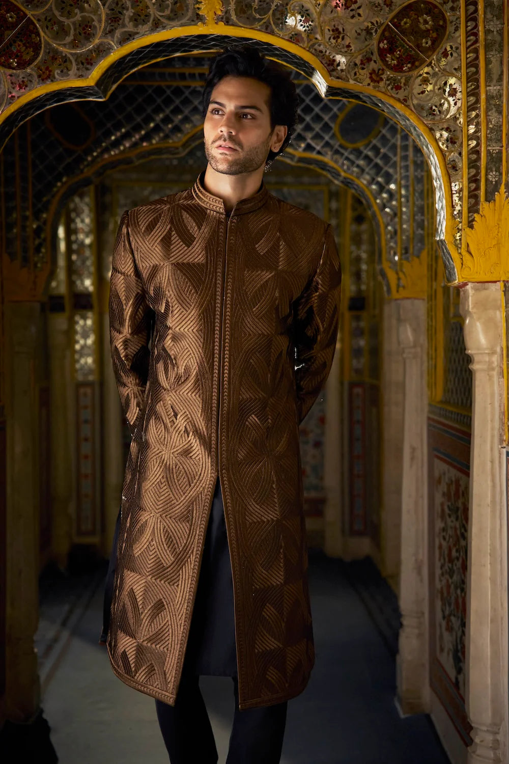 Seema Gujral - Bronze Sherwani Set