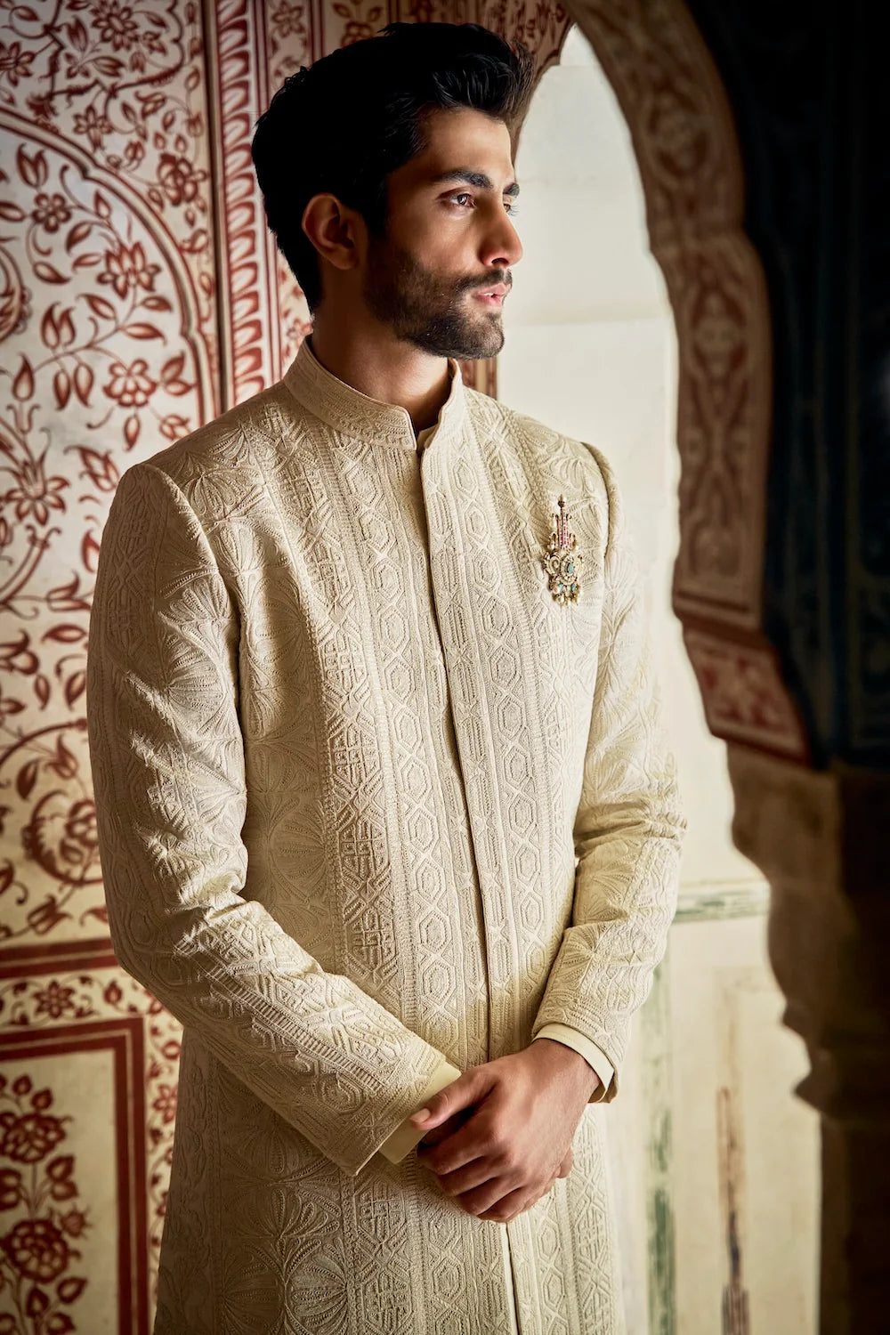 Seema Gujral - Champagne Gold Sherwani Set
