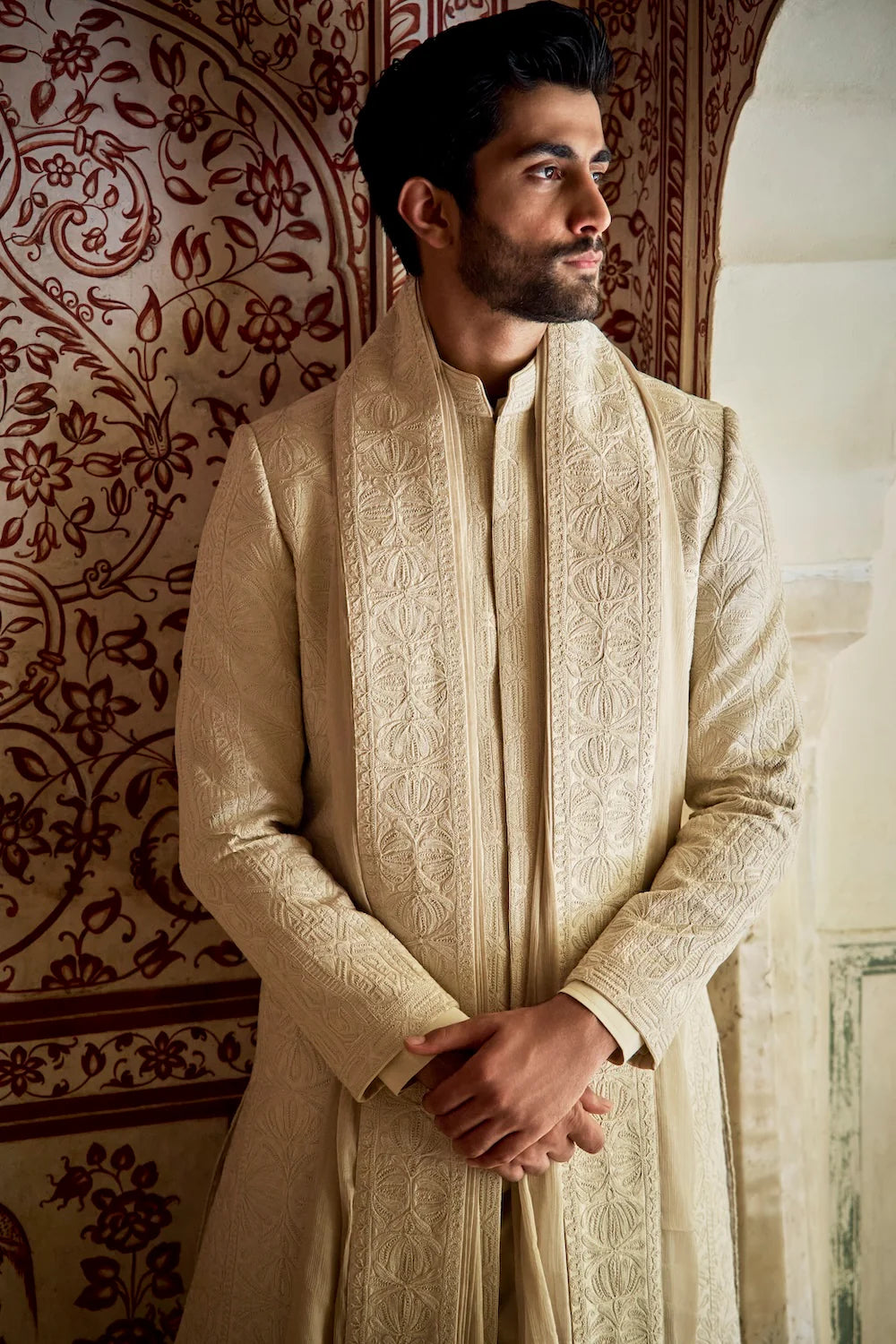 Seema Gujral - Champagne Gold Sherwani Set
