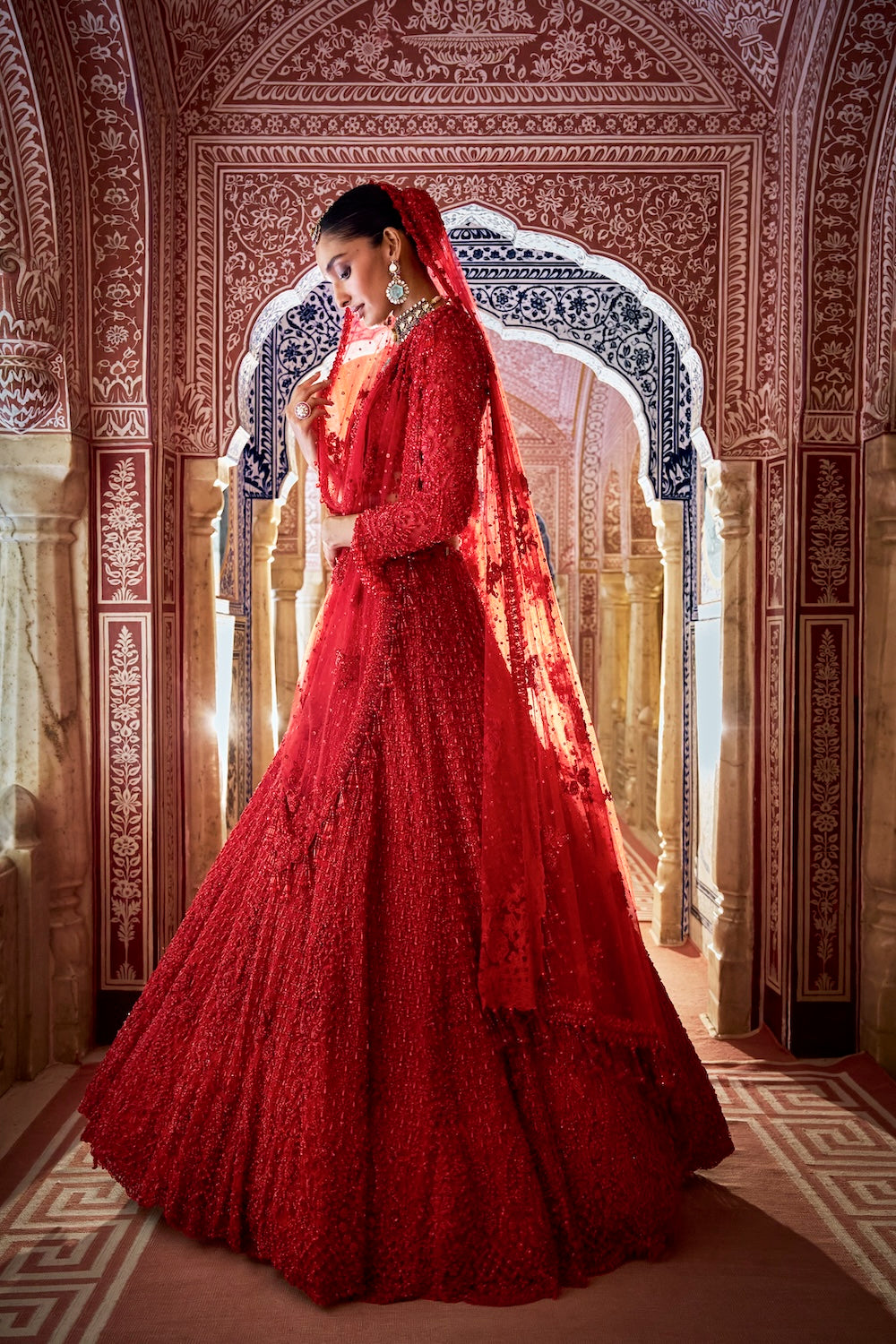 Seema Gujral - Red Cut Work Lehenga Set