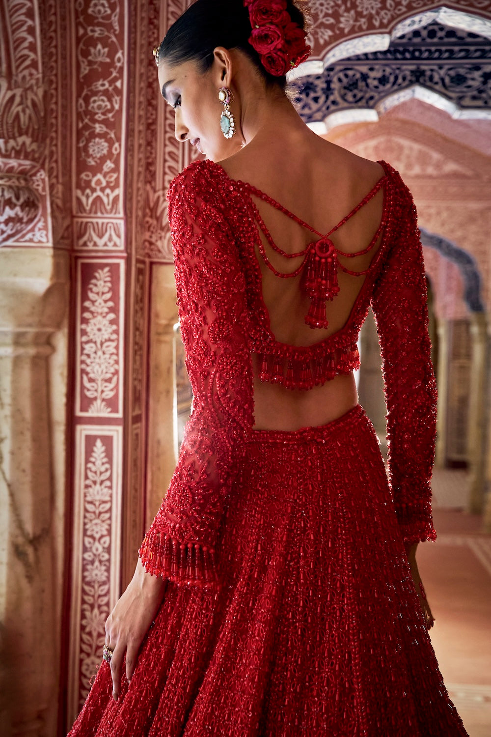 Seema Gujral - Red Cut Work Lehenga Set