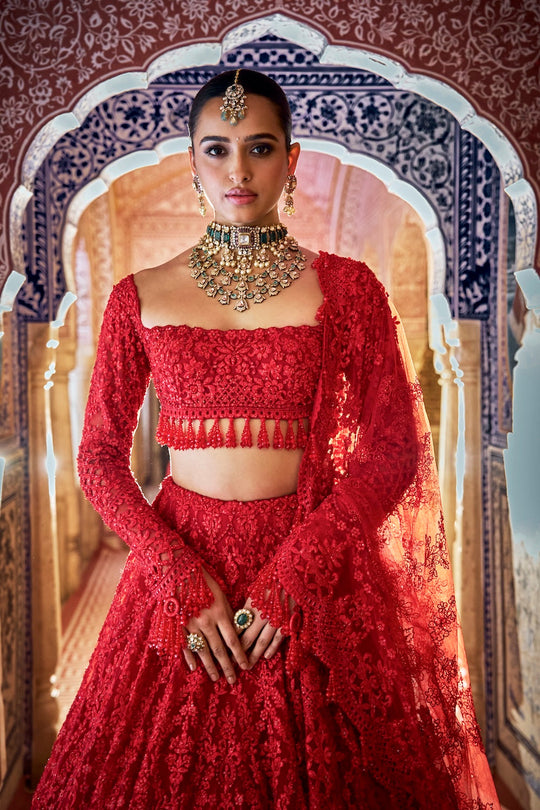 Seema Gujral - Red Lehenga Set
