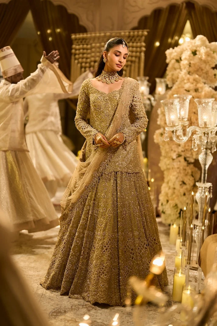 Seema Gujral - Sage Tissue Lehenga Set