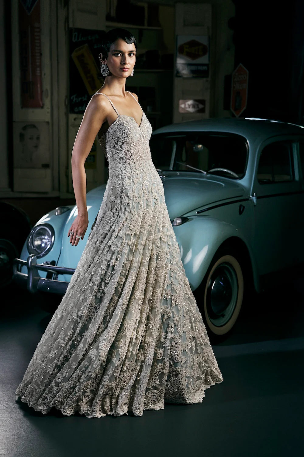 Seema Gujral - Powder Blue Pearl Gown