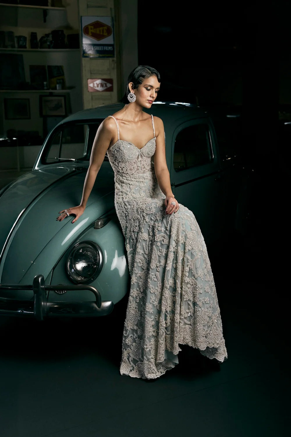 Seema Gujral - Powder Blue Pearl Gown