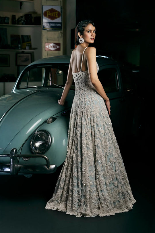 Seema Gujral - Powder Blue Pearl Gown