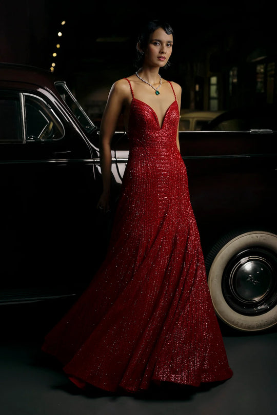 Seema Gujral - Red Sequin Gown