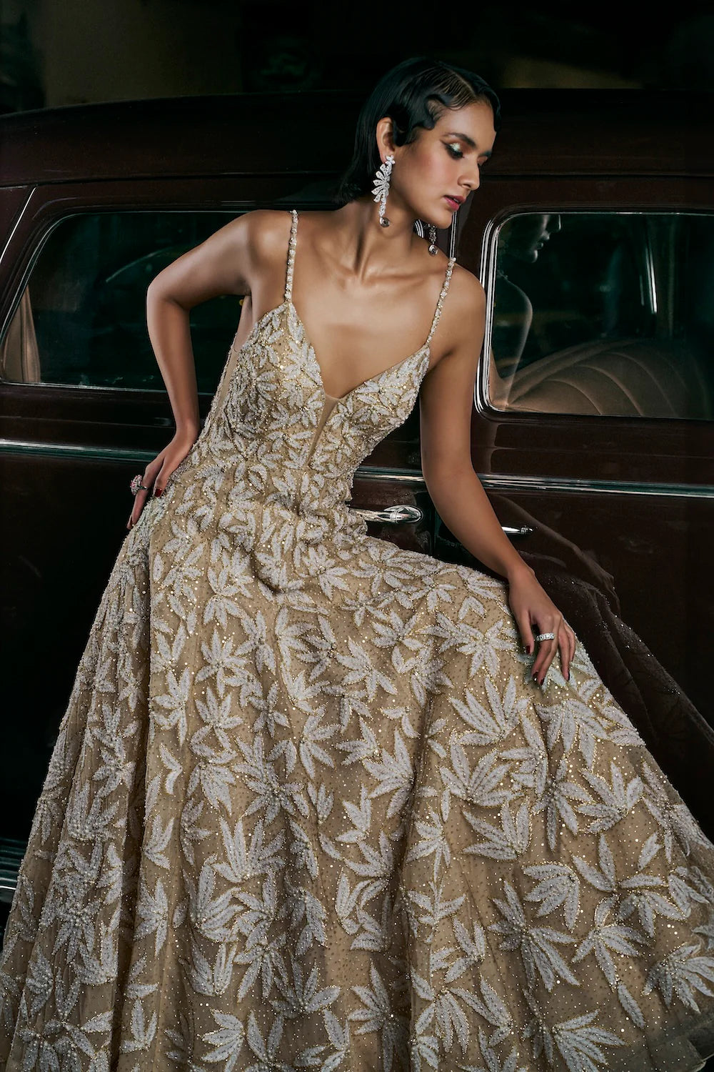 Seema Gujral - Nude Leaf Gown