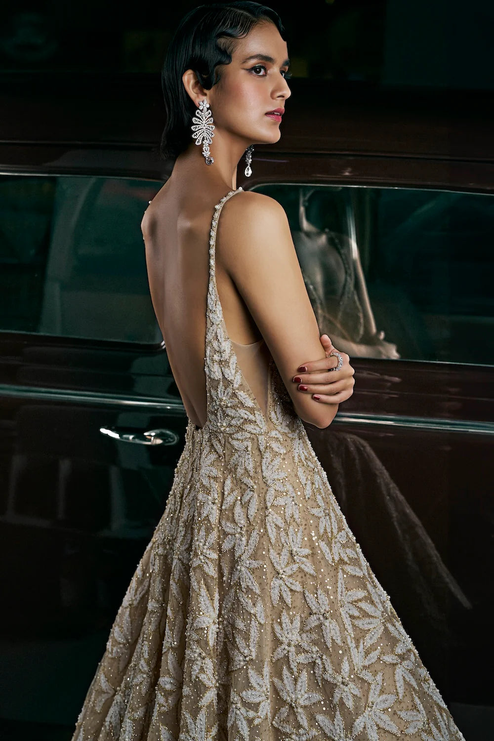 Seema Gujral - Nude Leaf Gown