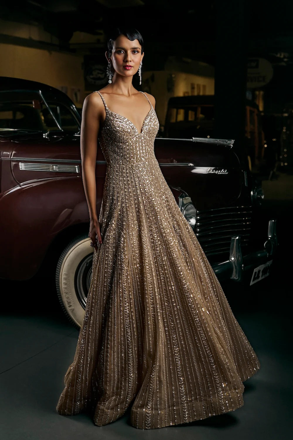 Seema Gujral - Caramel Sequin Gown