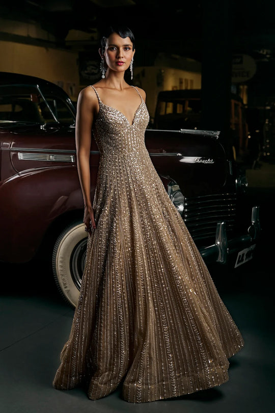 Seema Gujral - Caramel Sequin Gown